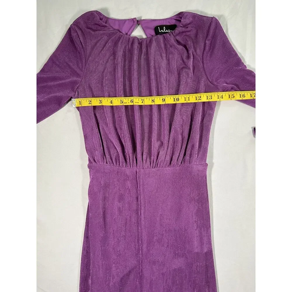 Lulus Pure Sweetness Midi Dress Womens Size XS Purple Stretch Knit Flirty Date - Picture 8 of 11